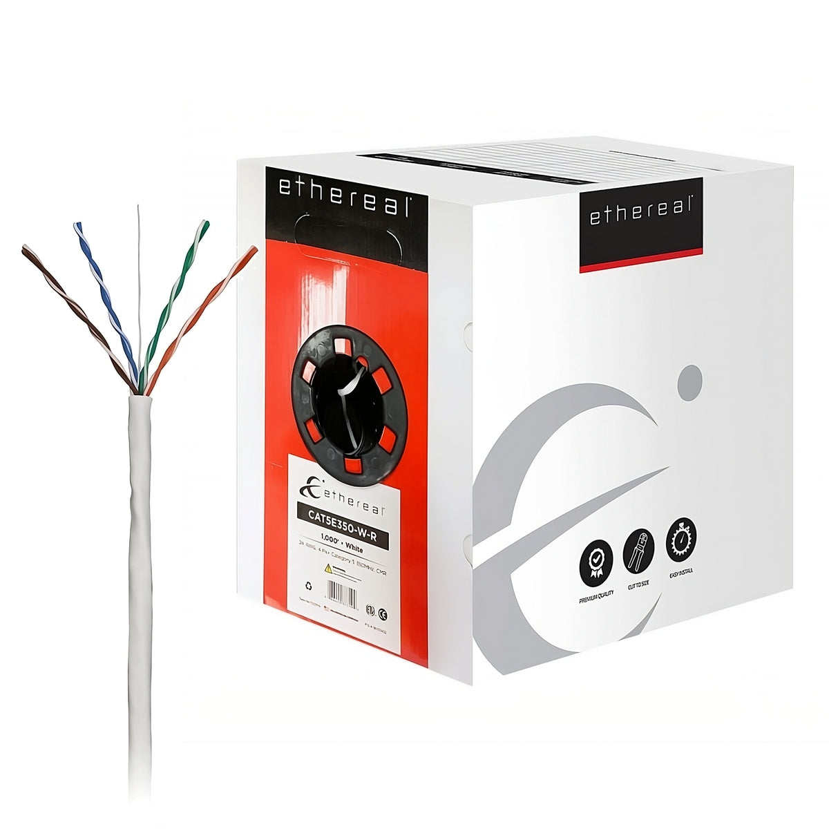 Cat5e 24 AWG UTP 4C Bare Copper CMR Ethernet Cable Pull Box — The Wires ...
