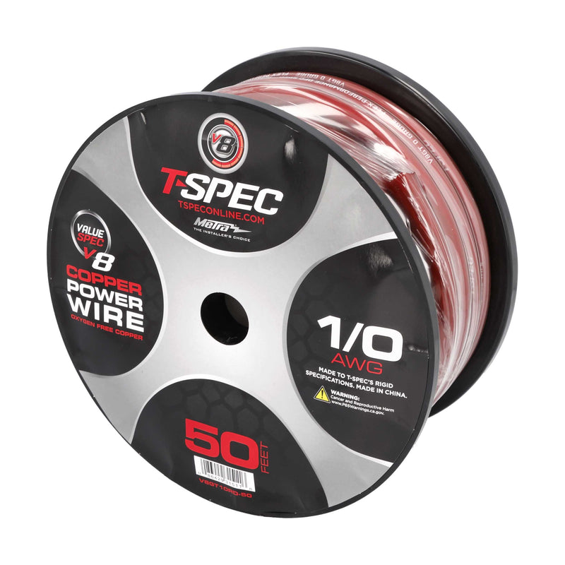 T-Spec V8GT10RD-50 v8GT SERIES Red 1/0 AWG 25-50 FT RED OFC Power Wire