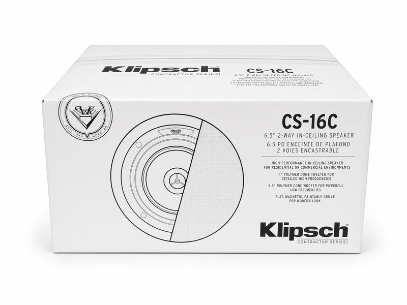 Klipsch CS-16C 6.5" 8 Ohms 140W Max Power In-Ceiling Speaker - White (each)
