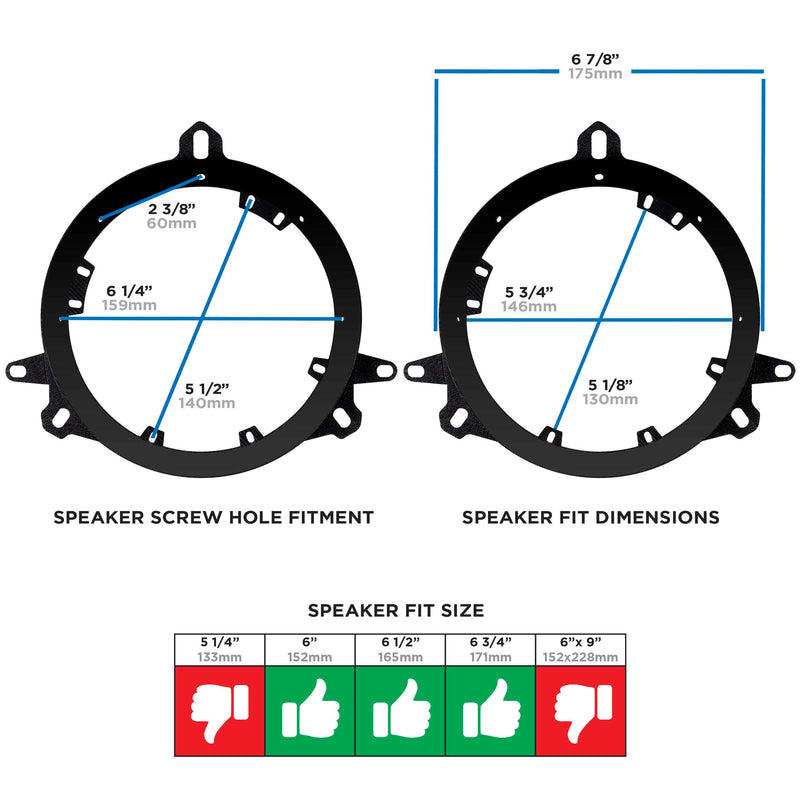 Metra 82-8148 6"-6.75" Speaker Adapter for Lexus Scion Toyota (pair)