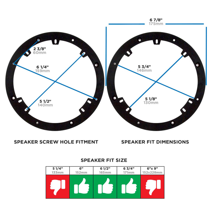 Metra 82-4301 Universal 1" Speaker Adapter for 6"-6.75" Speaker (pair)