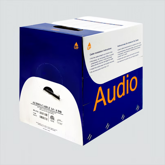 Wavenet AC1404OSPBK3-500 14AWG 4 Conductors (65) Glossy PVC Audio Cable RIB (Reel-In-Box) 500Feet -Black