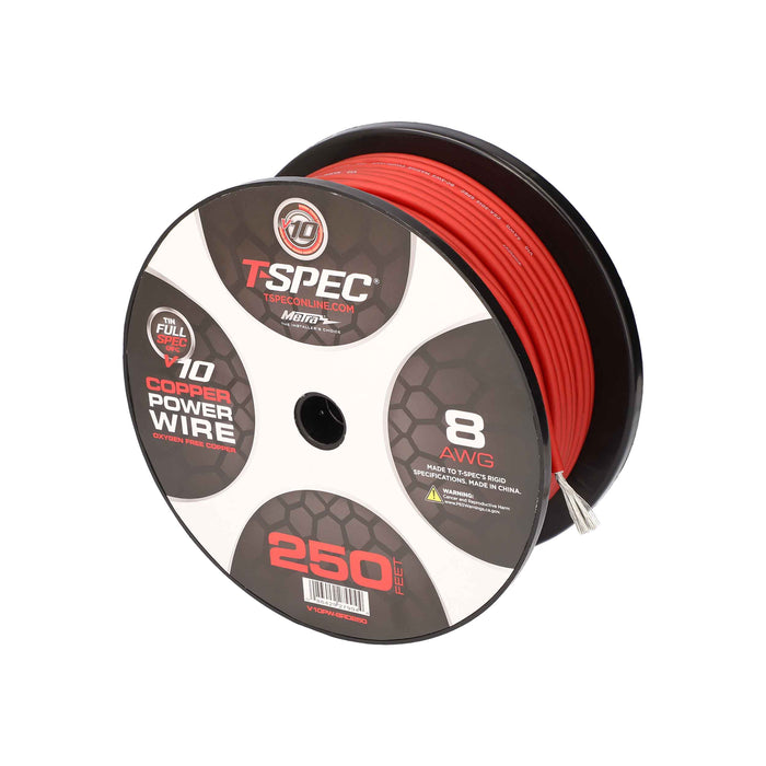 T-Spec V10PW-8RD250 8 AWG OFC Power Wire v10 Series - 250FT Matte Red