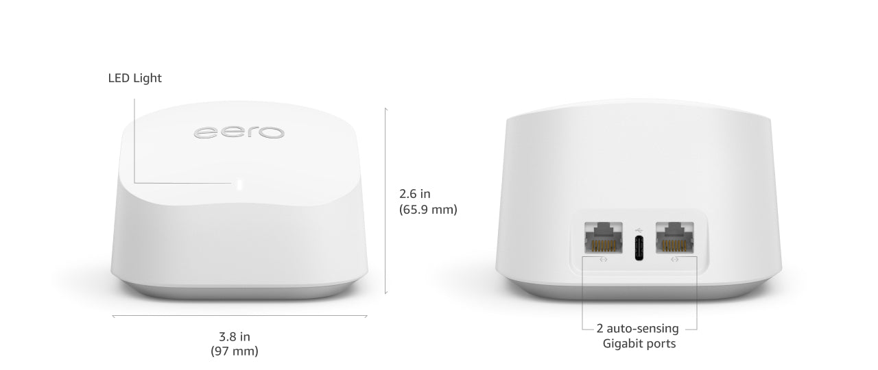 eero 6+ Mesh Wifi Router Wi-Fi 6 Dual Band Supports internet plans up to a Gigabit 1,500 sq. ft. 75+ devices (1-pack)