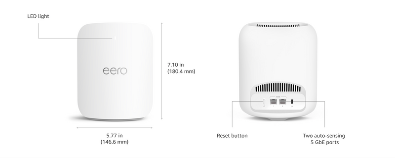 eero Pro 7 Tri-band Mesh Wifi 7 Router BE10800 5 Gigabit Ethernet and 3.9 Gbps Wireless Speeds
