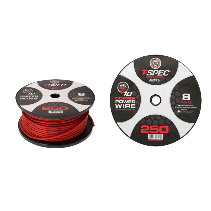 T-Spec V10PW-8RD250 8 AWG OFC Power Wire v10 Series - 250FT Matte Red