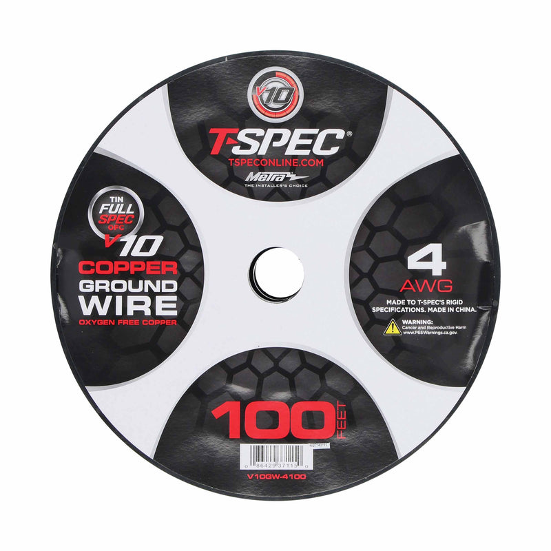 T-Spec V10GW-4100 4 AWG OFC Power Wire - v10 Series - 100FT Matte Black