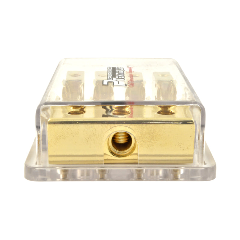 Gold Plated Agu Fused Power Distribution Block (3)4 Gauge Input (4)8 Gauge Output