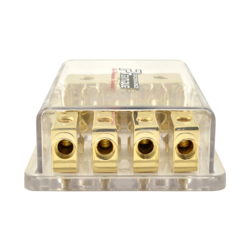 Gold Plated Agu Fused Power Distribution Block (3)4 Gauge Input (4)8 Gauge Output