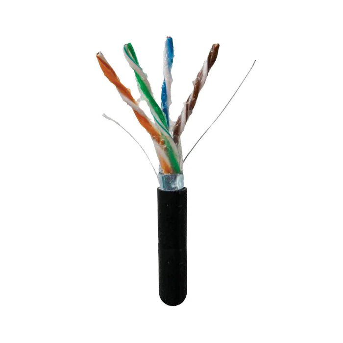 Logico Cat5e Outdoor Shielded Solid Bare Copper Gel Flooded Ethernet Network Cable 1000FT - Black Direct Burial