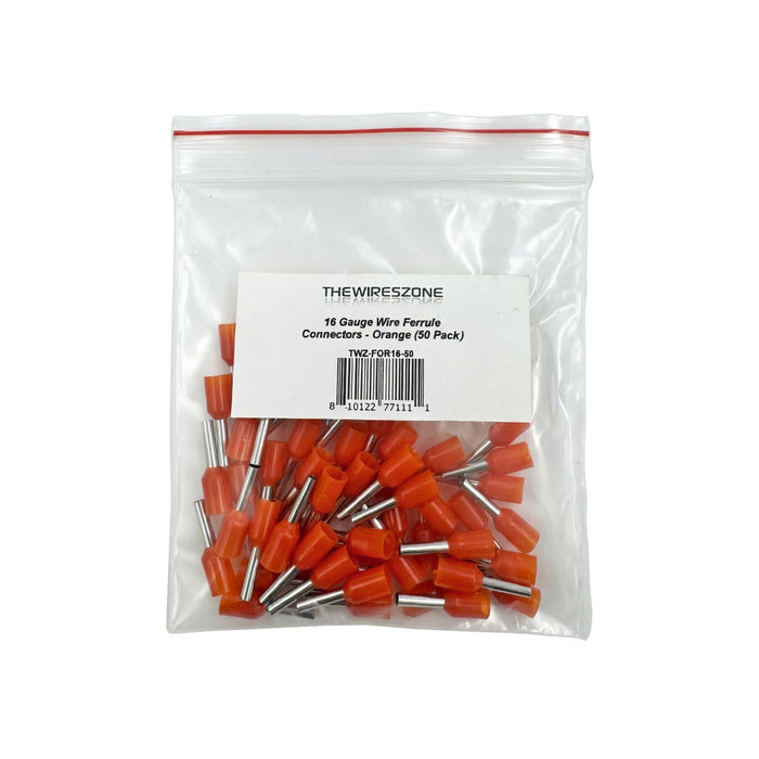 The Wires Zone 16 Gauge Wire Ferrule Connectors Orange Barrel - (50 pack)