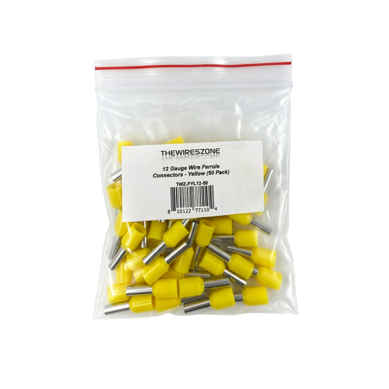 The Wires Zone 12 Gauge Wire Ferrule Connectors Yellow Barrel - (50 pack)