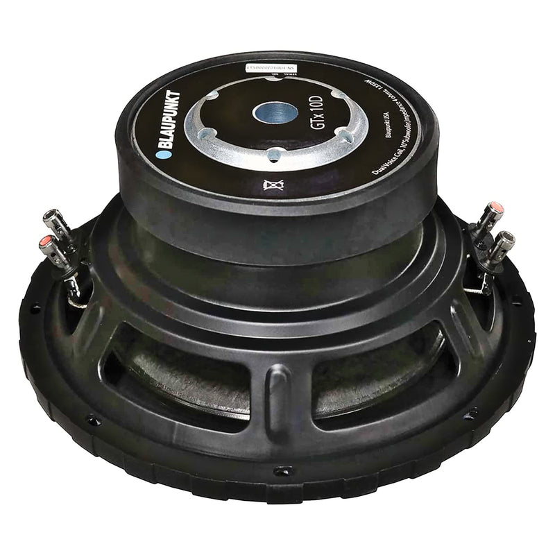 Blaupunkt GTX10D 10" 1350W Car Subwoofer with Non-Pressed Paper Cone, ASV Dual Voice Coils (each)