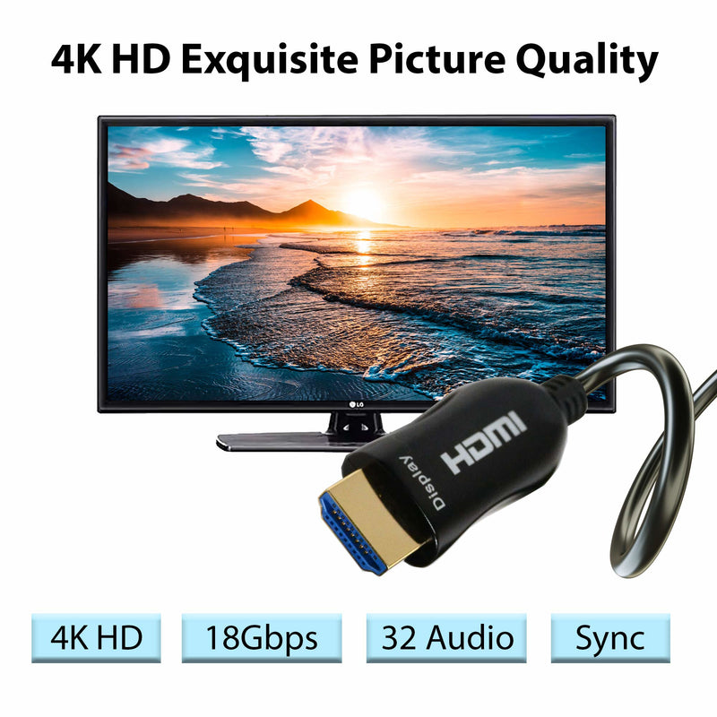 Logico HDFB40BK Super High-Speed Fiber Optic HDMI Cable HDR 4K Ultra HD - 40 ft