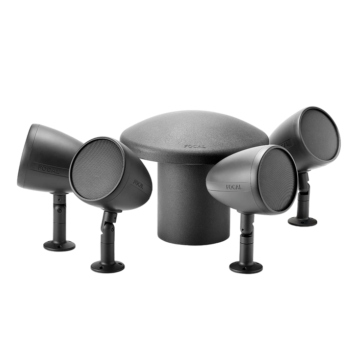 Focal Littora OD 4.1 Weatherproof Speaker System 8Ohms 70V/100V Outdoor Satellites and Sub Speaker Bundle (Dark)