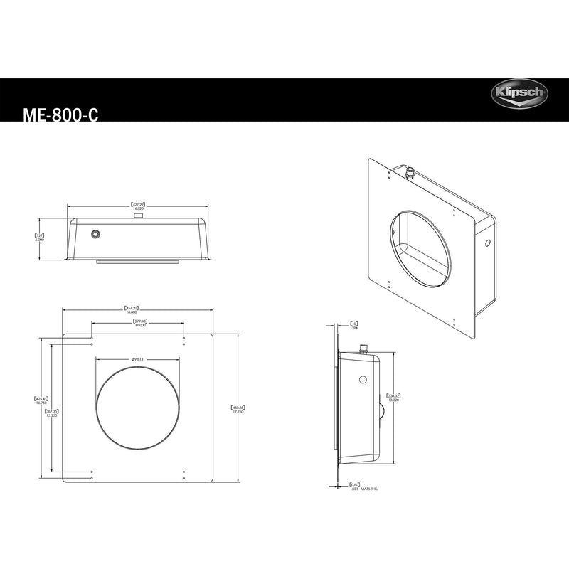 Klipsch ME-800-C Metal Pre-construction Enclosure for Klipsch Reference Series 8" In-Ceiling Speakers (Refurbished)