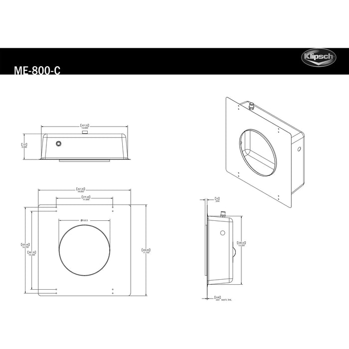 Klipsch ME-800-C Metal Pre-construction Enclosure for Klipsch Reference Series 8" In-Ceiling Speakers (Refurbished)