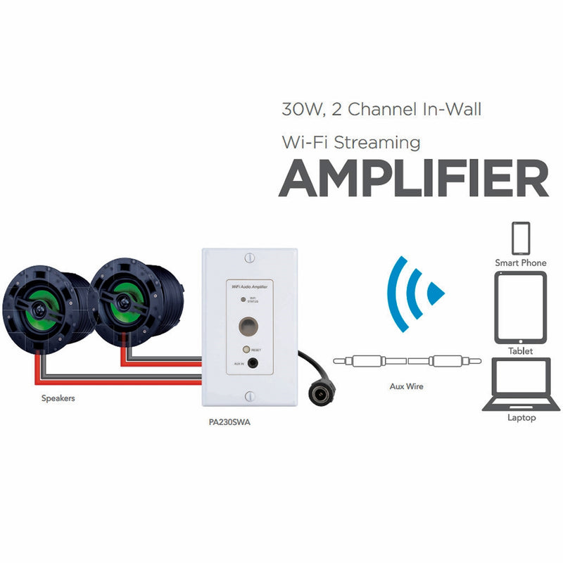PulseAudio PA230SWA 30W 2 Channel In-Wall Wi-Fi Streaming Amplifier
