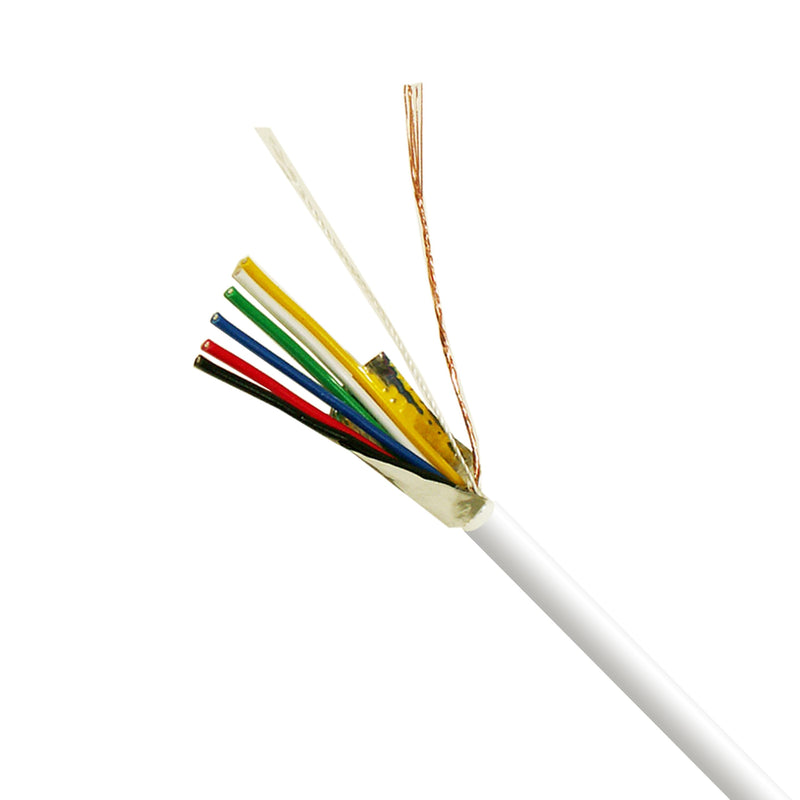 18 Gauge 6 Conductor CL2 Stranded CCA Shielded 500 ft Security Cable - White Pull Box
