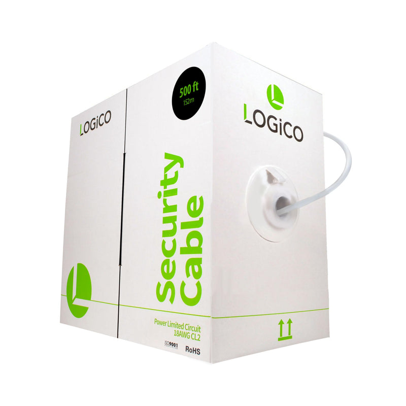 18 Gauge 6 Conductor CL2 Stranded CCA Shielded 500 ft Security Cable - White Pull Box