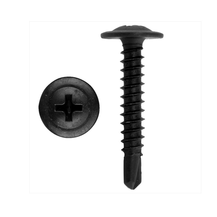 Black Phosphate Phillips Wafer Head #8 Self Tapping/Drilling Screws 1" inch (100 pack)