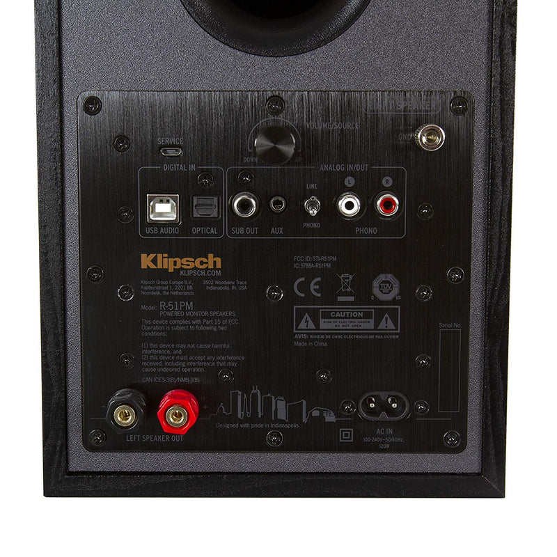 Klipsch R-51PM 5.25" Powered Bookshelf Speaker with Bluetooth - Black (pair)
