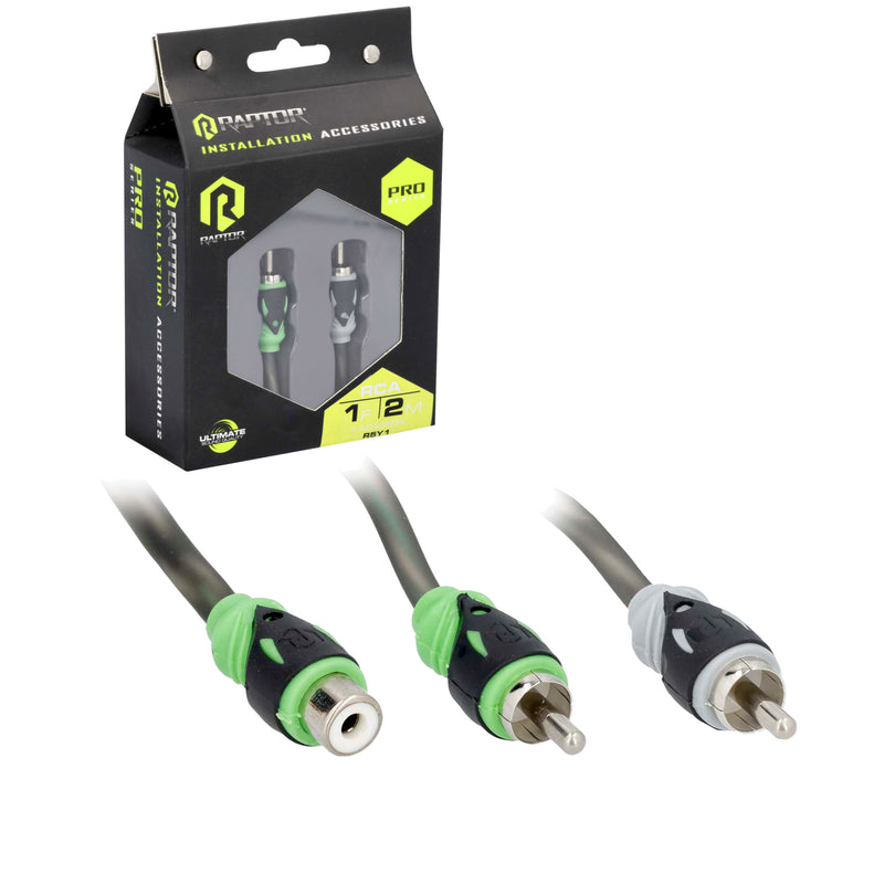 Raptor R5Y1 Pro Series 2-Channel Dual Twist RCA Y-Adapter (1F - 2M)