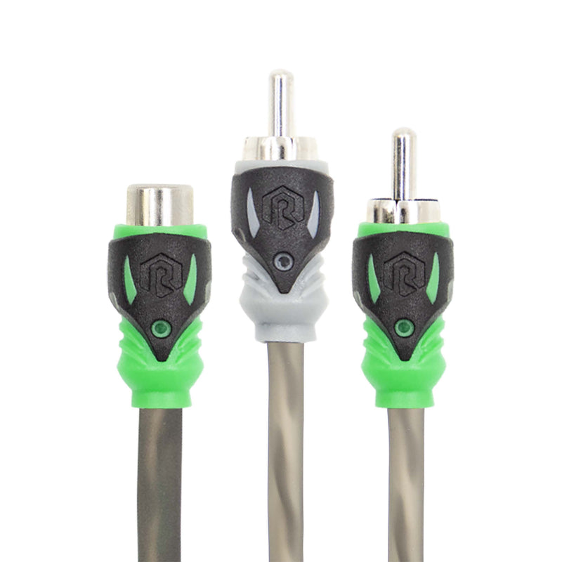 Raptor R5Y1 Pro Series 2-Channel Dual Twist RCA Y-Adapter (1F - 2M)