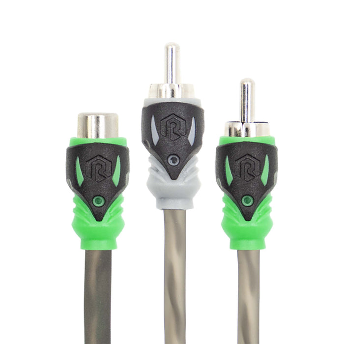 Raptor R5Y1F2M Pro Series 2-Channel Dual Twist RCA Y-Adapter (1F - 2M)