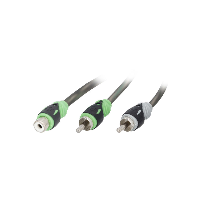 Raptor R5Y1 Pro Series 2-Channel Dual Twist RCA Y-Adapter (1F - 2M)