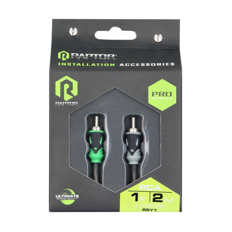 Raptor R5Y1 Pro Series 2-Channel Dual Twist RCA Y-Adapter (1F - 2M)