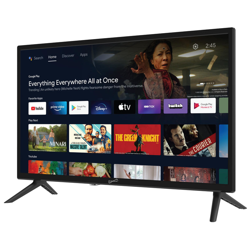 Supersonic SC-2450GTV 24" DLED Smart HDTV with Google Assistant, 1080p, ATSC & NTSC, HDMI USB