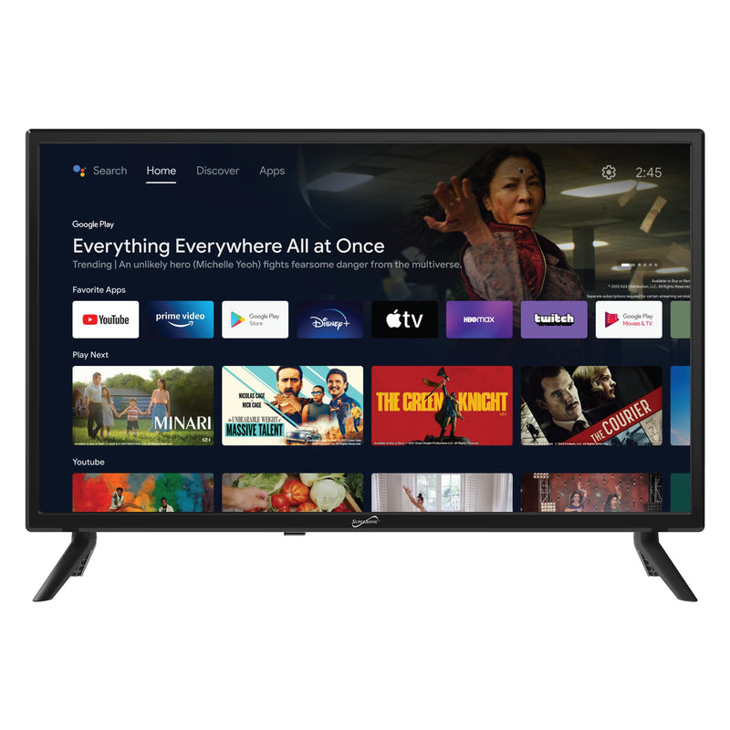 Supersonic SC-2450GTV 24" DLED Smart HDTV with Google Assistant, 1080p, ATSC & NTSC, HDMI USB
