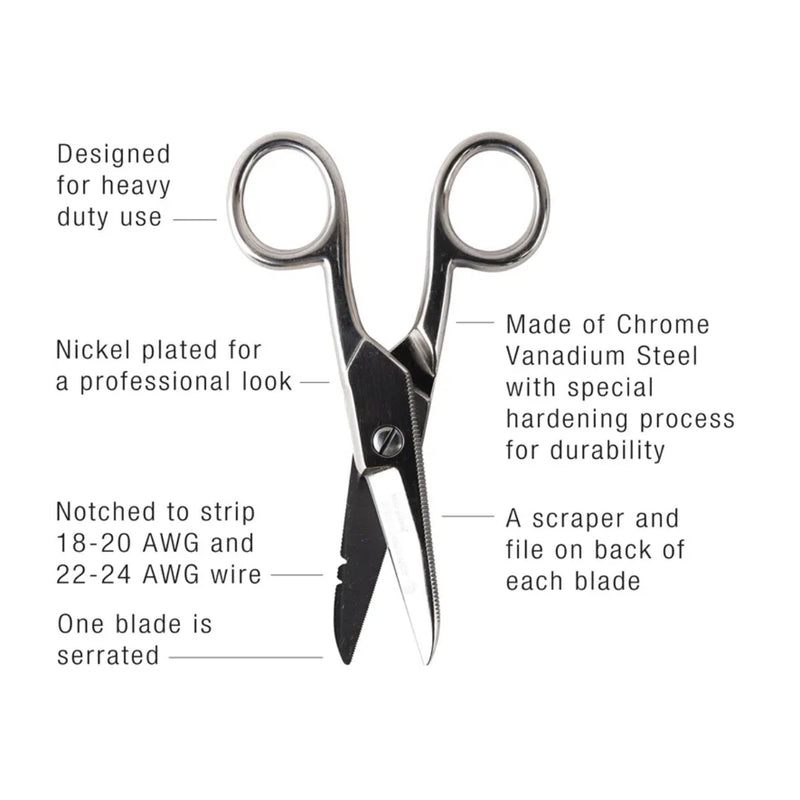 Jonard Tools ES-1964 Nickel-Plated Heavy Duty Electrician's Scissors