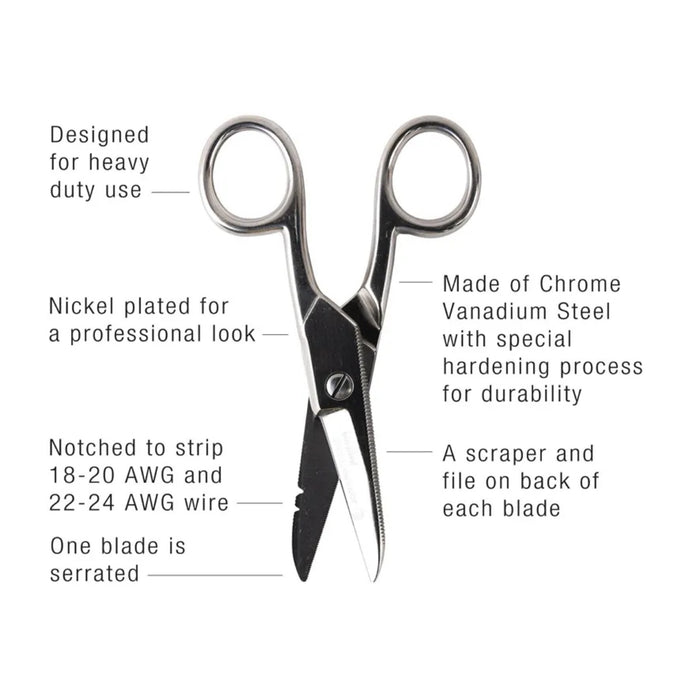 Jonard Tools ES-1964 Nickel-Plated Heavy Duty Electrician's Scissors