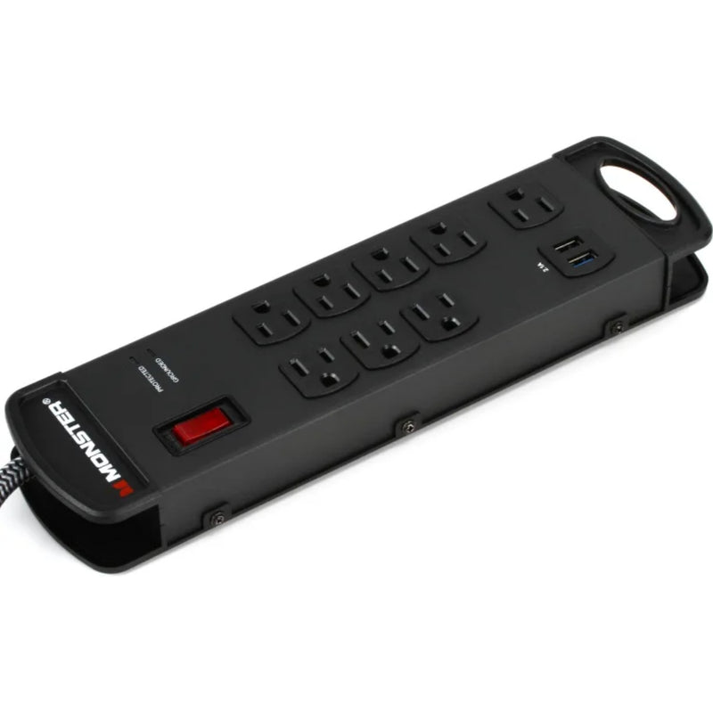 Monster 8001 Pro MI 8-outlet Surge Protected Power Strip with EMI/RFI Attenuation, 2 USB Outlets 15FT Cord