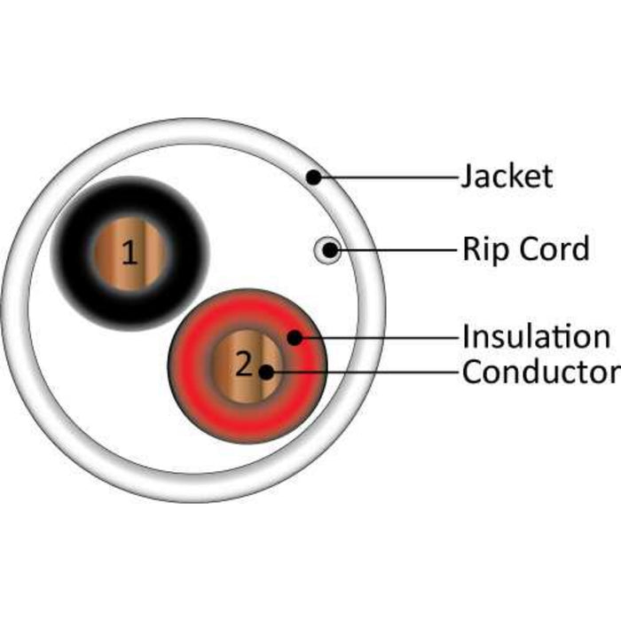 Vertical Cable 210-222SO/WH Alarm-Security Cable Solid Unshielded 22AWG 2 Conductor 1000ft Pull Box, White