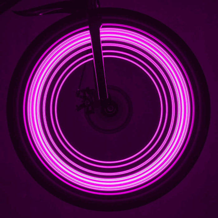 LED Bike Wheel Lights, 2-Tire Pack Bike Lights Pink Color only LED with Batteries Included