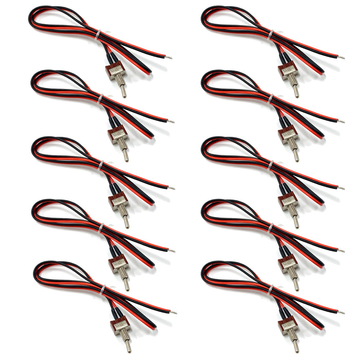 The Wires Zone Heavy Duty Pre Wired 6A 12V DC On/Off Toggle Switch - (10 pack)