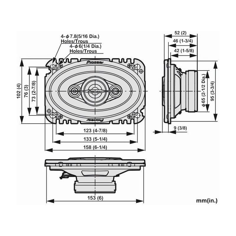 Pioneer TS-A4671F 4" x 6" 210 Watt 4-Way Full-Range Coaxial Speakers (pair)