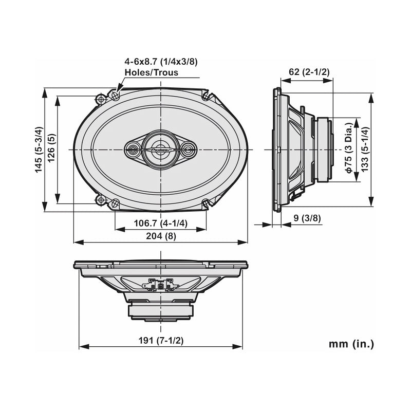 Pioneer TS-A6881F 6" x 8" 350 Watt 4-Way Full-Range Coaxial Car Speakers (pair)
