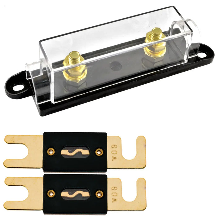 1/0/4/8 Gauge ANL Heat Resistant Fuse Holder with 2 Pack Gold Plated 80-500 Amp ANL Fuse The Wires Zone