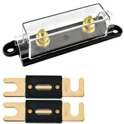 1/0/4/8 Gauge ANL Heat Resistant Fuse Holder with 2 Pack Gold Plated 80-500 Amp ANL Fuse The Wires Zone