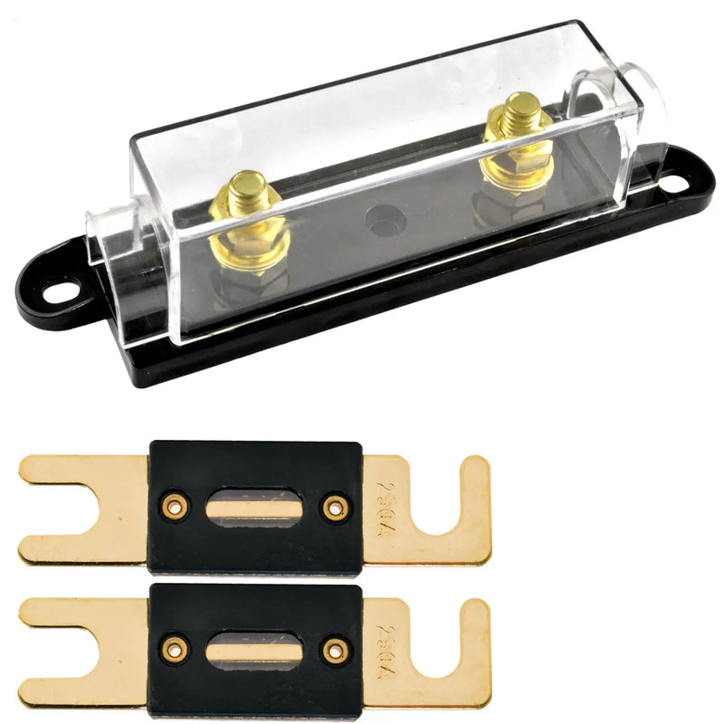 1/0/4/8 Gauge ANL Heat Resistant Fuse Holder with 2 Pack Gold Plated 80-500 Amp ANL Fuse The Wires Zone