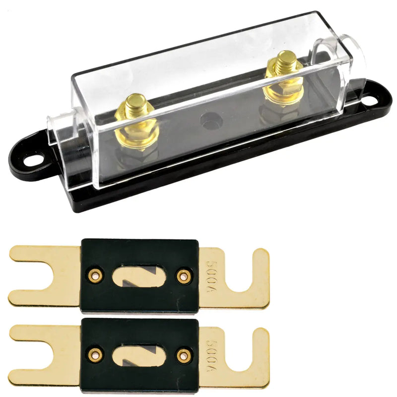 1/0/4/8 Gauge ANL Heat Resistant Fuse Holder with 2 Pack Gold Plated 80-500 Amp ANL Fuse The Wires Zone