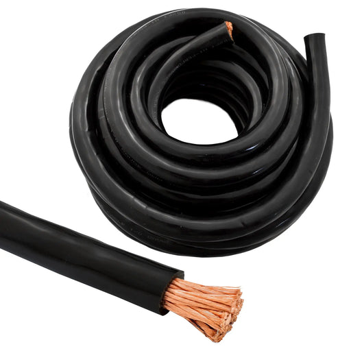 1/0 Gauge 25ft OFC Power Cable Oxygen-Free Copper Ground Wire (0/1 AWG 25' Black) The Wires Zone