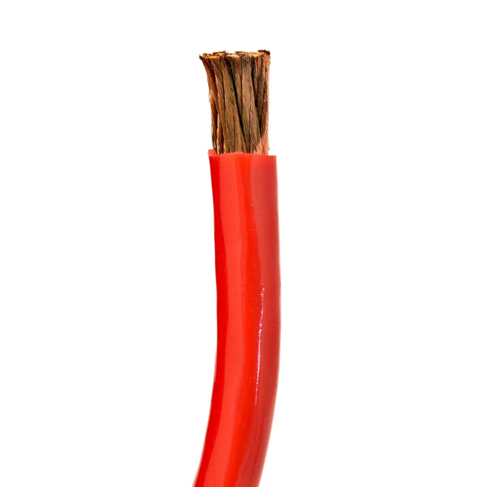 1/0 Gauge 25ft OFC Power Cable Oxygen-Free Copper Ground Wire (0/1 AWG 25' Red) The Wires Zone
