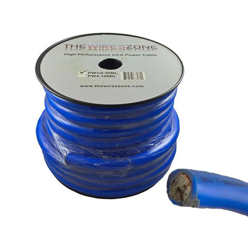 1/0 Gauge 50 Feet High Performance Amplifier Power/Ground Cable (Blue) The Wires Zone