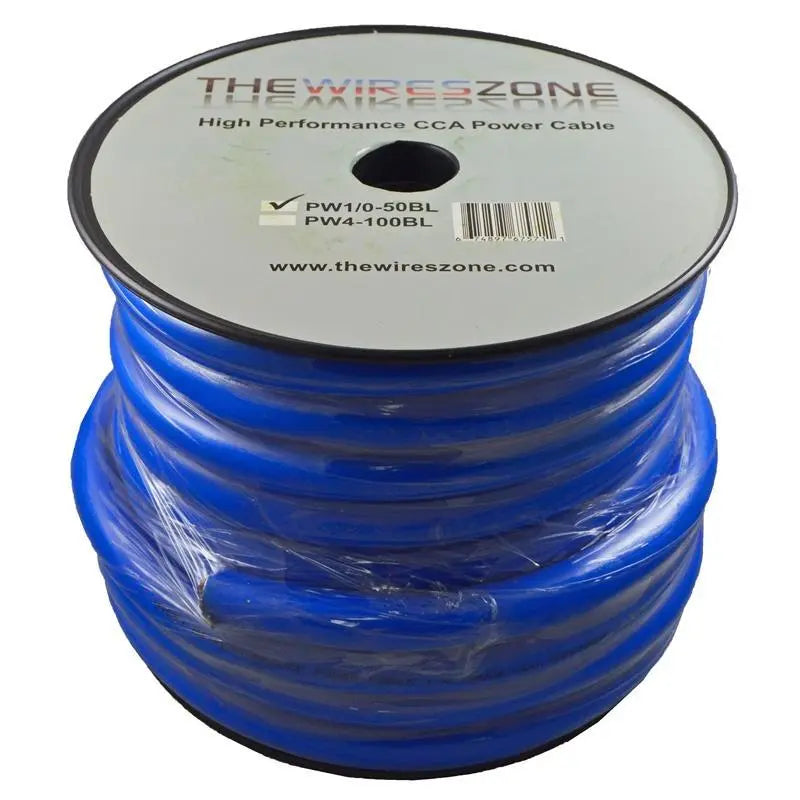 1/0 Gauge 50 Feet High Performance Amplifier Power/Ground Cable (Blue) The Wires Zone