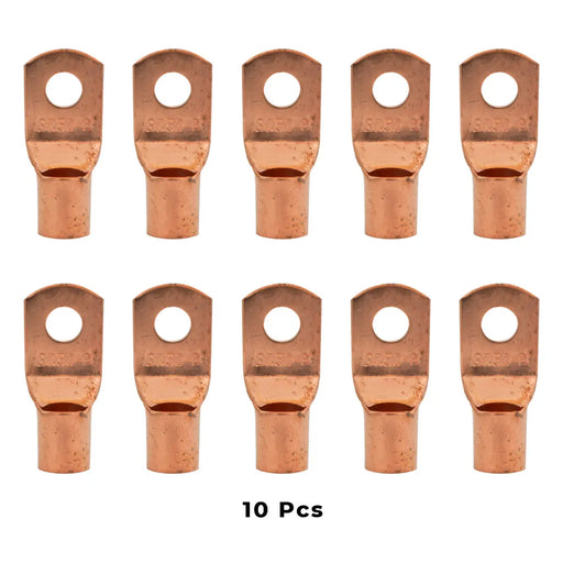 1/0 Gauge AWG Non-Insulated Pure Copper Lugs Ring Terminals Connectors 5/16" Inch Ring Size 10 Pack The Wires Zone